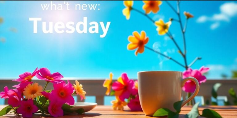 Blühende Blumen und Kaffee an einem sonnigen Dienstag.