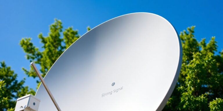 Satellitenschüssel mit perfektem Signal und klarer Signalqualität.
